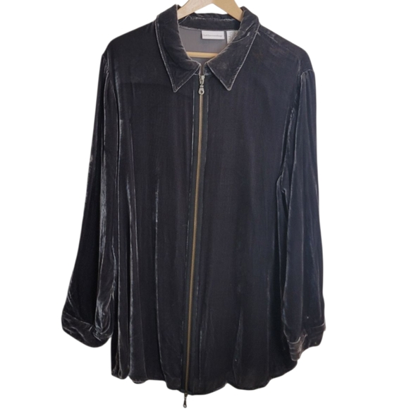 Soft Surroundings Plus Size Velvet Zip-Up Tunic Jacket - Picture 2 of 9